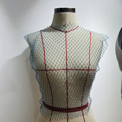 Women's Fashionable Simple Pure Color Mesh Top Round Neck Lake Blue - Shop at LoveMi