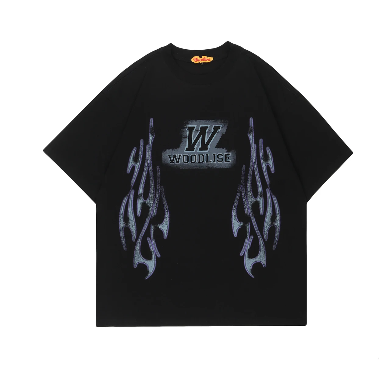 Street Retro Trendy Brand Letter Short Sleeve T-shirt - Black