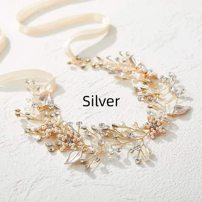 Bridal Headdress Crystal Pearl Hair Band Silver - Shop at LoveMi