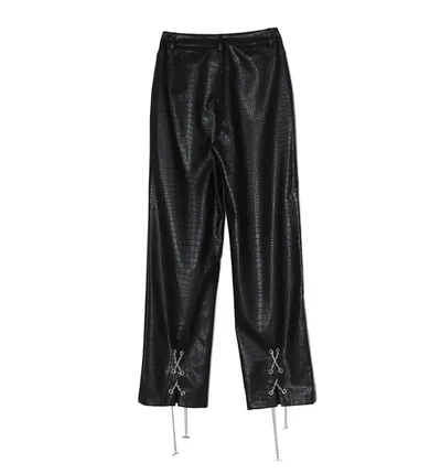 European And American Fashion Chain Women's Trousers Black - Shop at LoveMi