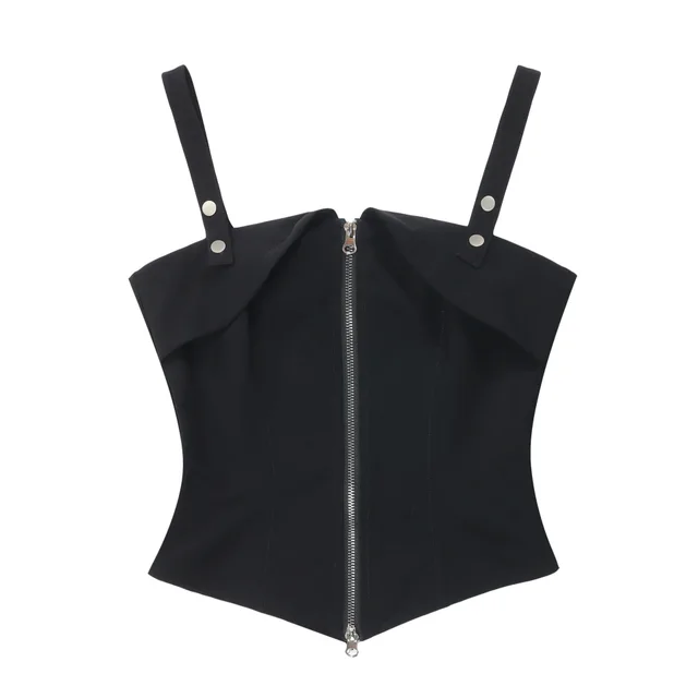 Women's Irregular Slim fit Zipper Vest Black - Shop at LoveMi