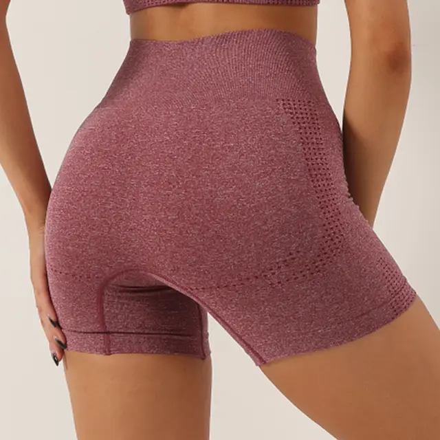 Workout Yoga Shorts For Women Summer Running Gym Shorts Wine Red - Shop at LoveMi