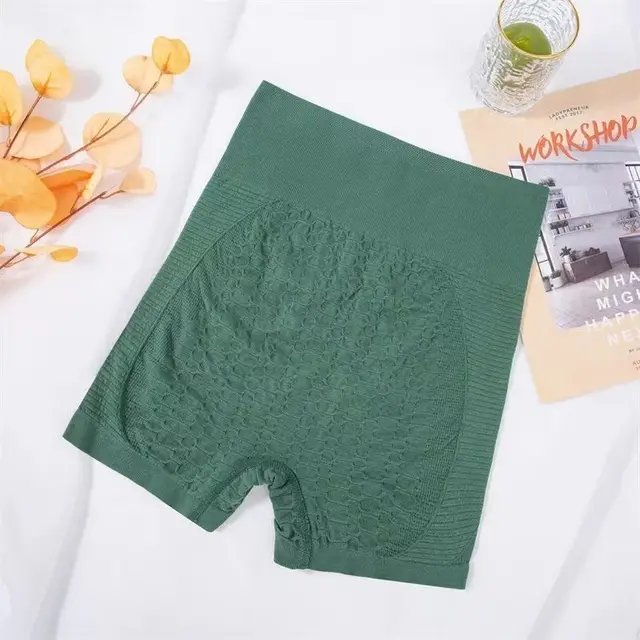 Grid Design Shorts Gym Yoga High Waist Fitness Sports Pants Women Green - Shop at LoveMi