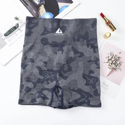 Print Gym Yoga Shorts Soft Workout Yoga Running Shorts Summer Grey Blue - Shop at LoveMi