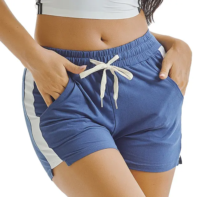 Summer Sports Shorts Gym Running Women Cycling Drawstring Shorts Workout Blue - Shop at LoveMi