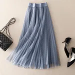 Pleated Mesh Skirt Skirt - Light Blue