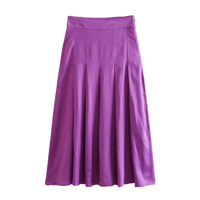 Long Sleeve Tie dyed Loose Shirt Silk Satin Pleated Suit Women Half Skirt - Shop at LoveMi
