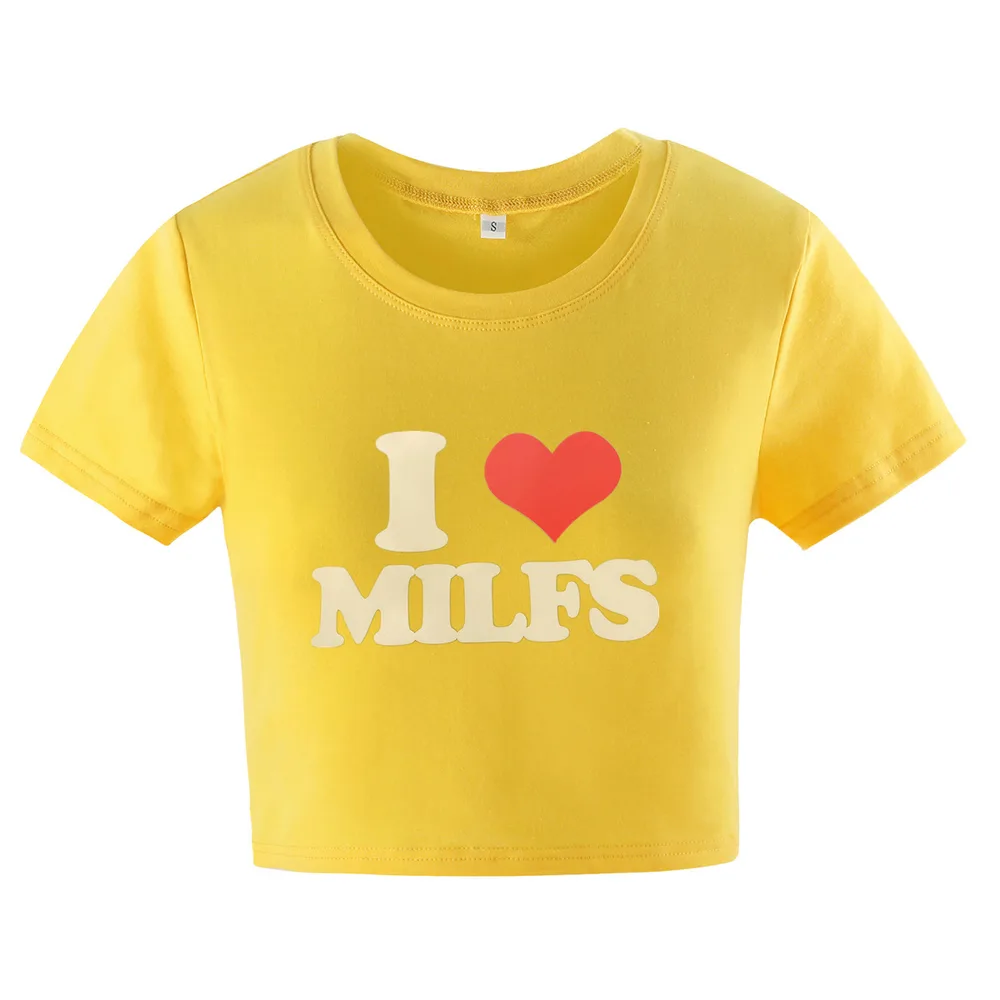 Spring And Summer New Letter Printing Short Short Sleeve T-shirt - Yellow