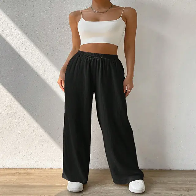 Women's Fashion Casual Loose Straight Casual Pants Black - Shop at LoveMi