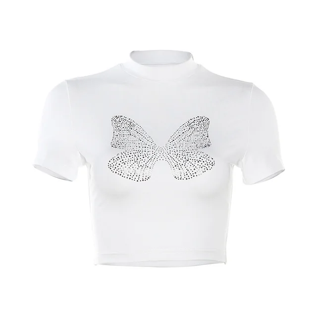Round Neck Short Sleeve Slim fit All match T shirt White - Shop at LoveMi