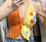 Sweet And Hot Pure And Sexy Bow Knot Cut Camisole - Yellow Orange Ribbon Flower - View 1