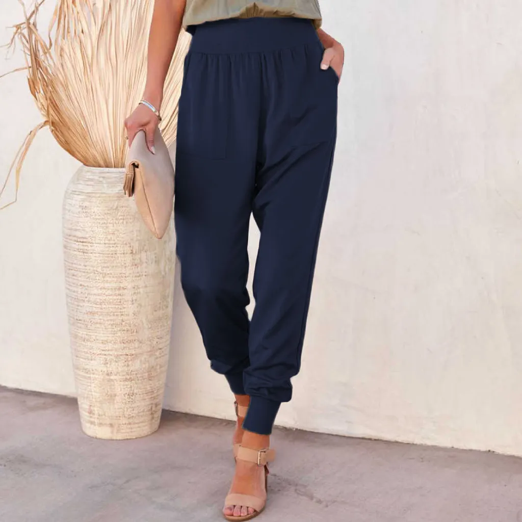 Women's High Waisted Cropped Cuffs - Dark Blue