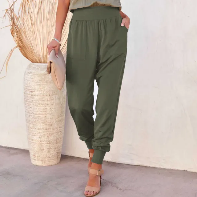 Women's High Waisted Cropped Cuffs Green - Shop at LoveMi