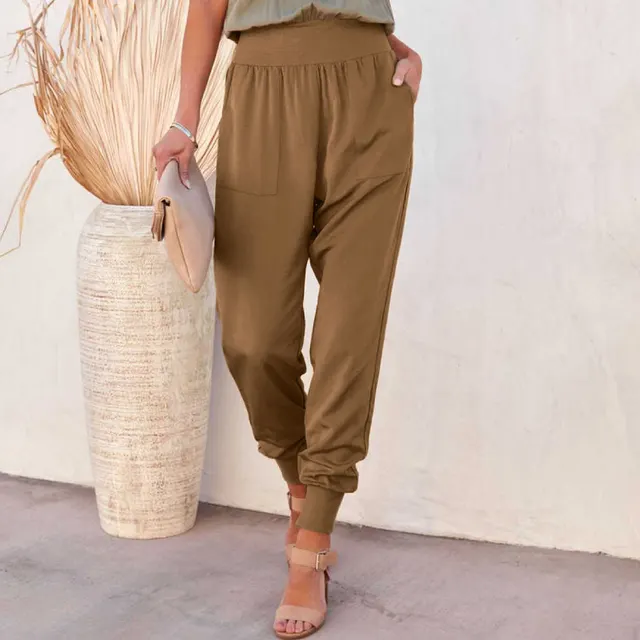 Women's High Waisted Cropped Cuffs Khaki - Shop at LoveMi