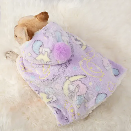 Dog Cloak Nightgown Warm Autumn And Winter Duvet Luminous Cloak Pet Clothes Luminous Purple Angel - Shop at LoveMi