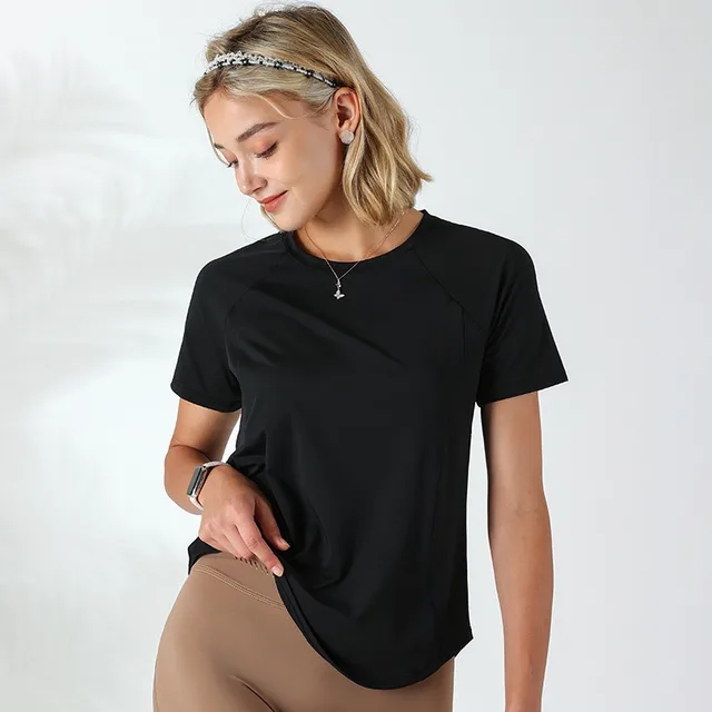 Quick drying Mesh Stitching Workout Clothes Top For Women Black - Shop at LoveMi