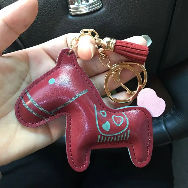 Leather Love Pendant Car Key Chain Burgundy - Shop at LoveMi