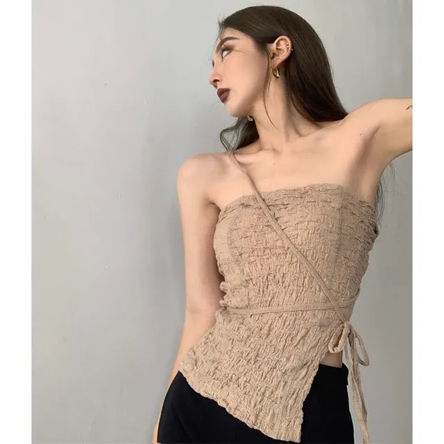 Camisole Women's Chest Pad Tied Top Khaki - Shop at LoveMi