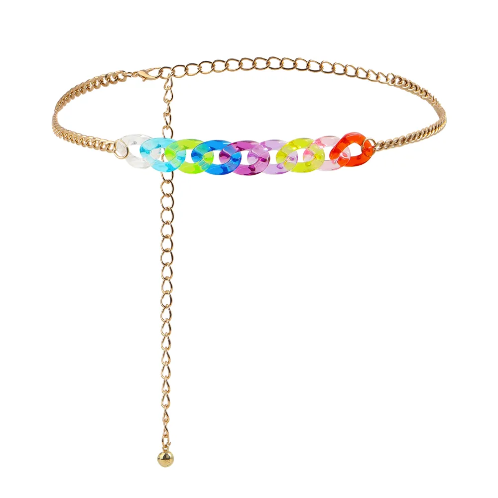 Summer Beach Body Chain Waist Chain Transparent Color Sexy Punk Cute Chain Hip Hop Everything Pants Skirt Gold - Shop at LoveMi