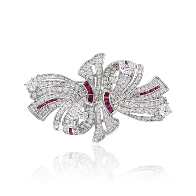 High Grade Detachable Double Clip Bow Brooch Sterling Silver - Shop at LoveMi