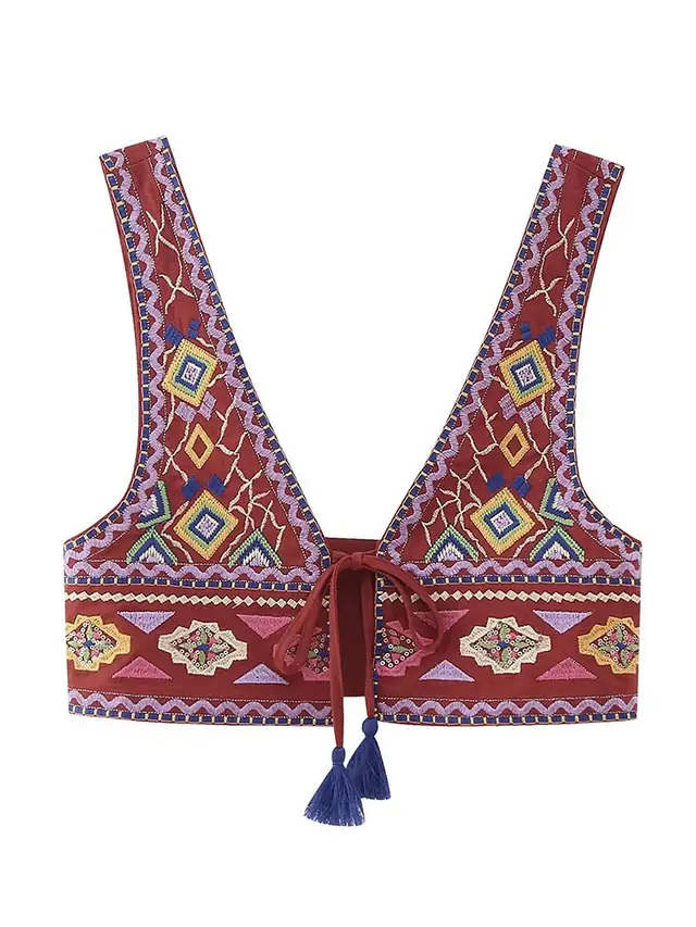 Fashion Loose Fitting Tassel Lace Up Top Multicolor - Shop at LoveMi