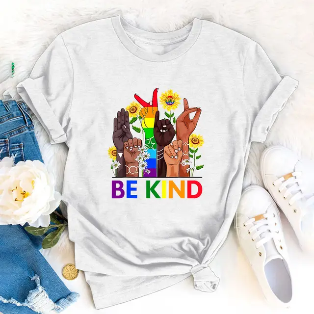 Independent Station Foreign Trade New Women's T shirt BE KIND Casual Printing Spot Short sleeved T shirt Delivery White - Shop at LoveMi