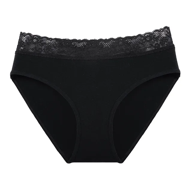 Women's Cotton High Waist Lace Briefs Black - Shop at LoveMi