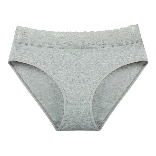 Women's Cotton High Waist Lace Briefs Light Gray - Shop at LoveMi