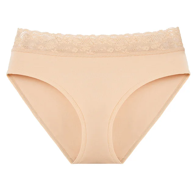 Women's Cotton High Waist Lace Briefs Skin Color - Shop at LoveMi