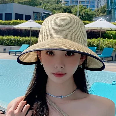 Sun Protection Visor Hat Women's Sun proof Straw Hat Beige - Shop at LoveMi