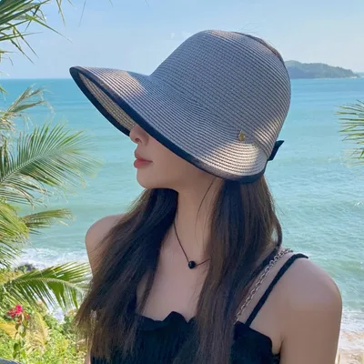 Sun Protection Visor Hat Women's Sun proof Straw Hat Light Gray - Shop at LoveMi