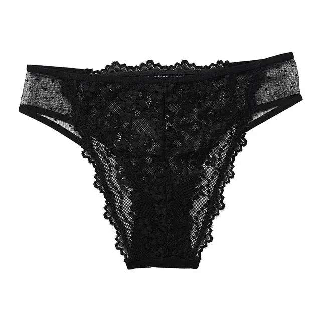 Lace See through Women's Plus Size Cotton Crotch Underwear Black - Shop at LoveMi