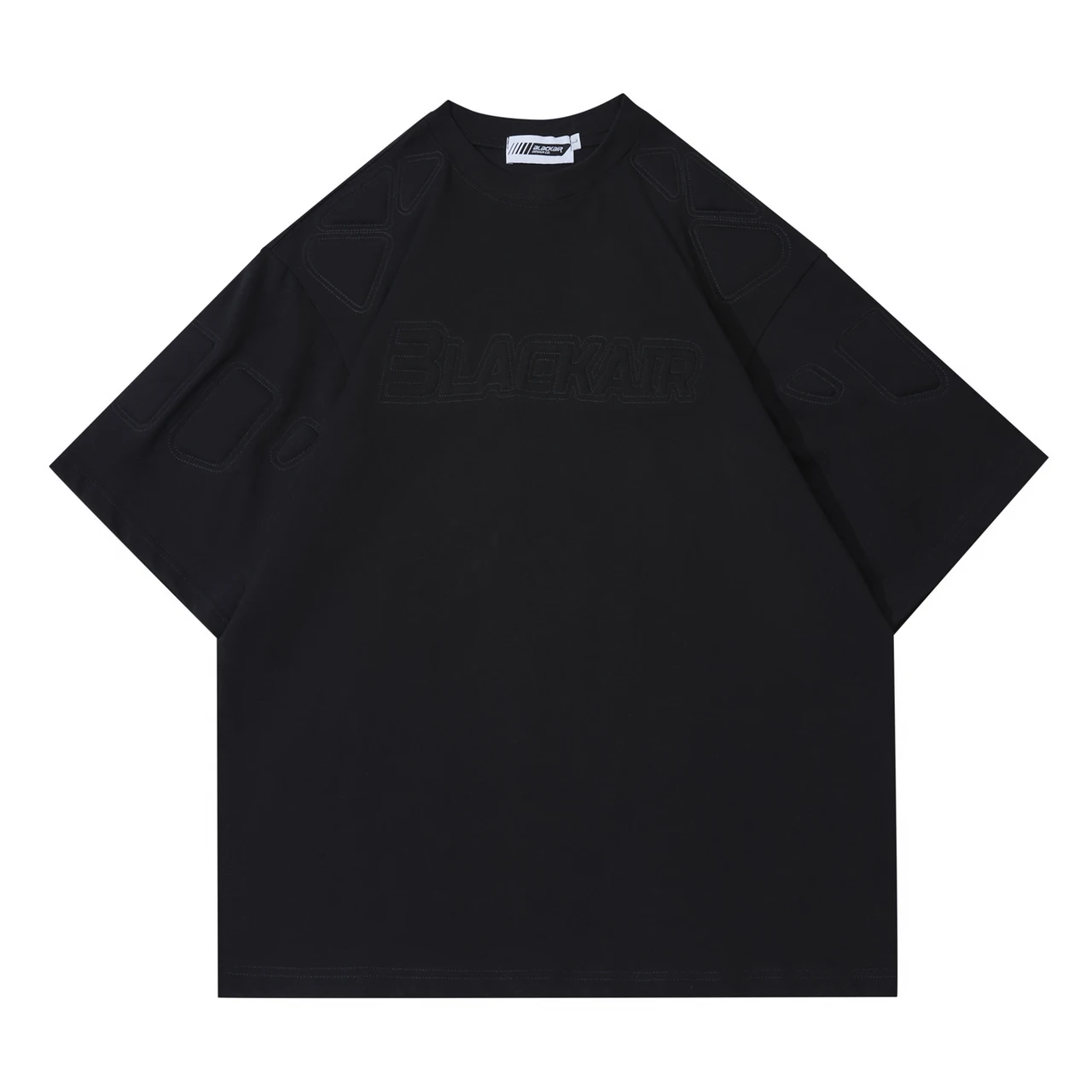 Cotton Base Shirt Solid Color Loose Casual Short-sleeved T-shirt Men - Black