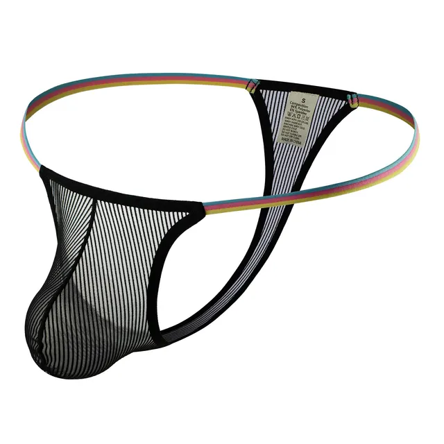 Men's Transparent Elastic Polyester T back Black - Shop at LoveMi