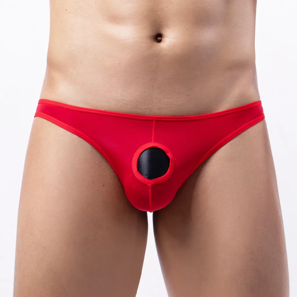 Men's Low Waist Ice Silk Briefs - Red