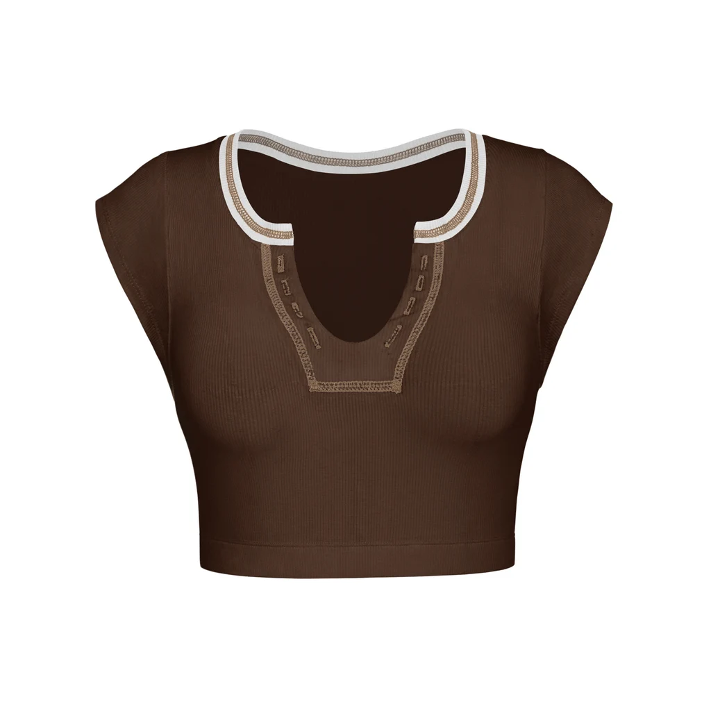Top Knitted Thread Spring And Autumn Base - Esbu019 Coffee