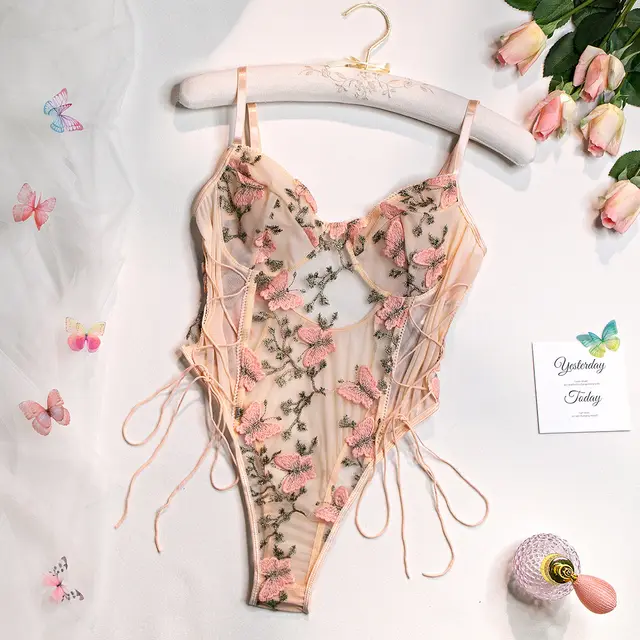Butterfly Embroidered Slim All match Jumpsuit For Women Pink - Shop at LoveMi