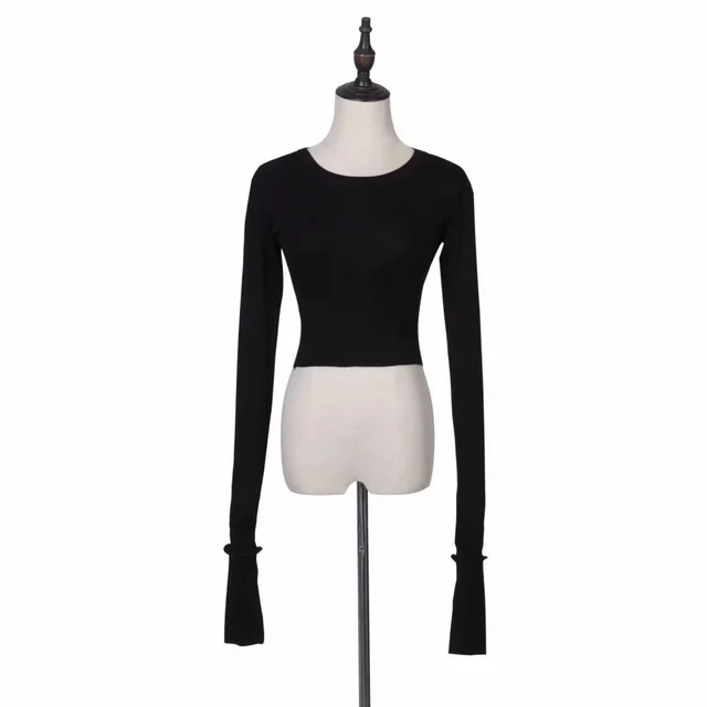 Short Tight Long sleeved T shirt Top Black - Shop at LoveMi