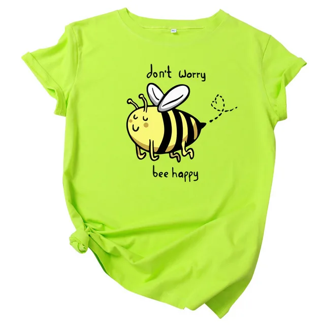 Cute Little Bee Cartoon Women's Clothing Large Size Printing Fluorescent Green - Shop at LoveMi