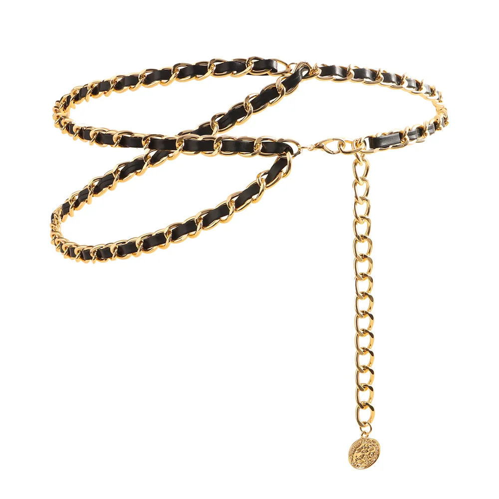 Waist Chain Belt Women's Haute Couture Dress Metal Chain Embellished Waist Seal With Suit Skirt Gold - Shop at LoveMi