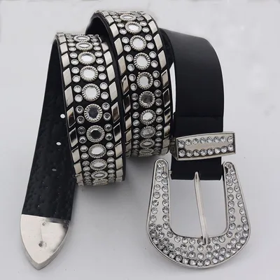 New Fashion Design Diamond embedded Elegant Elegant Belt Black - Shop at LoveMi