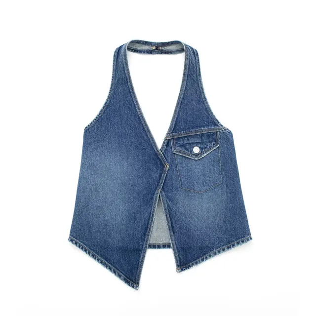 Women's Collar Denim Top Mid Waist Top - Shop at LoveMi