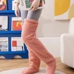 Over Knee High Fuzzy Long Socks Winter Warm Cold Leg Knee Joint Cold-proof Stockings Home Floor Sleeping Socks - Coral - View 1