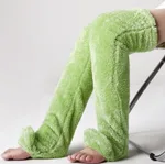 Over Knee High Fuzzy Long Socks Winter Warm Cold Leg Knee Joint Cold-proof Stockings Home Floor Sleeping Socks - Green