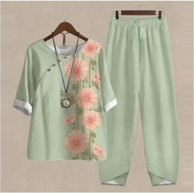New Women's Five quarter Sleeve Printed Top Two piece Pants Element 6 - Shop at LoveMi