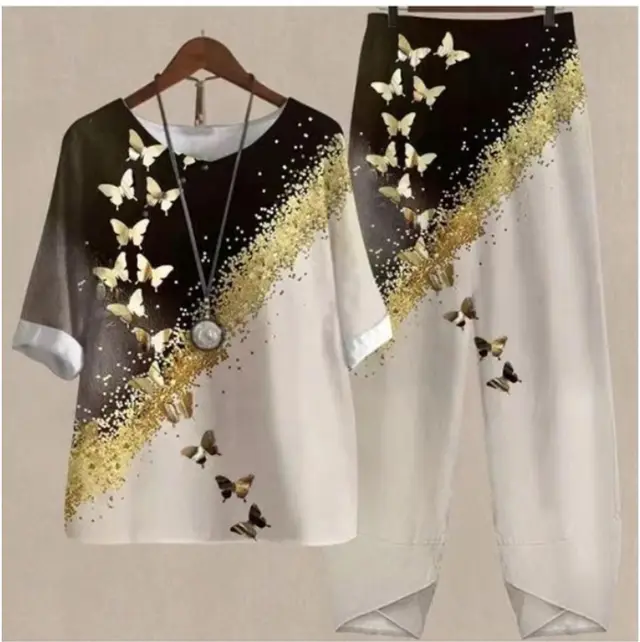 New Women's Five quarter Sleeve Printed Top Two piece Pants Element 7 - Shop at LoveMi