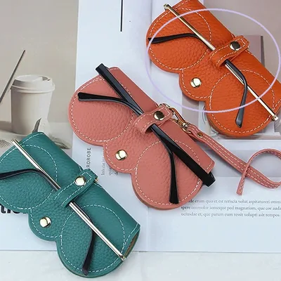 New PU Portable Simple Glasses Bag Orange - Shop at LoveMi