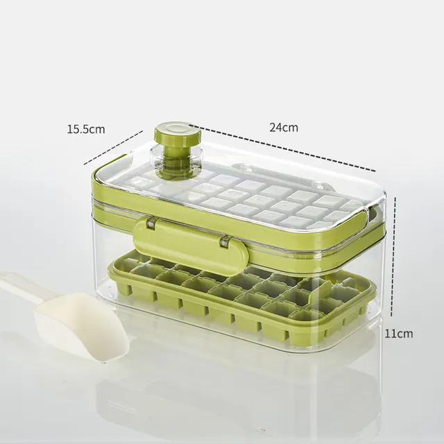 New Silicone Press Ice Maker Single Double Layer Square Ice Cube Mold Green Double Layer - Shop at LoveMi
