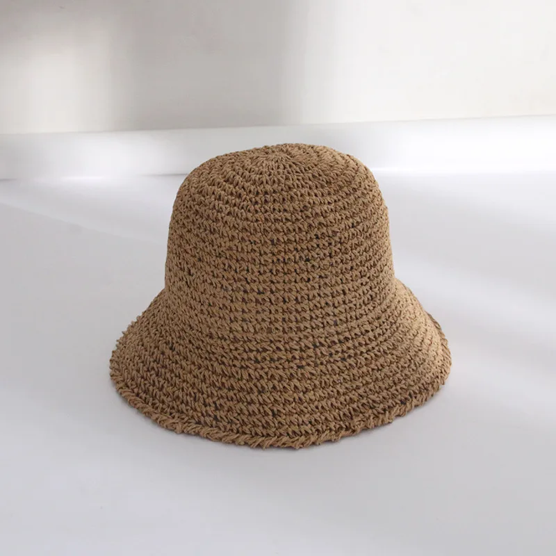 Straw Bucket Hat For Women Summer Breathable Sun proof Khaki - Shop at LoveMi