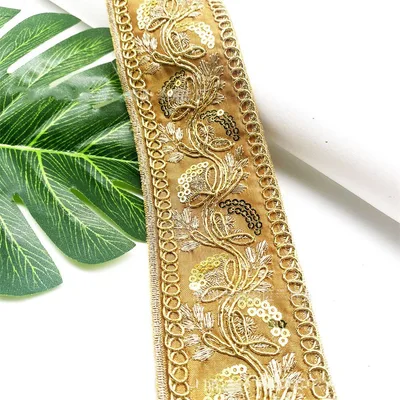 Gold Thread Stranded Rope Embroidery Ribbon Yellow 5Cm - Shop at LoveMi